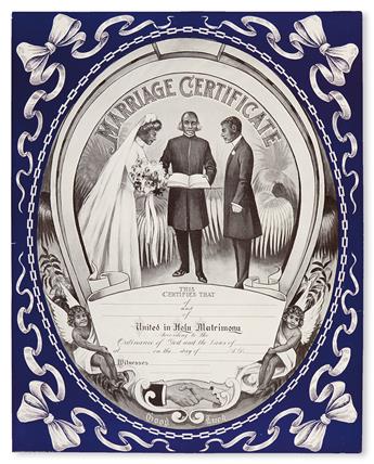 (CIVIL RIGHTS.) MARRIAGE. [RENESCH COMPANY?] Marriage Certificate.